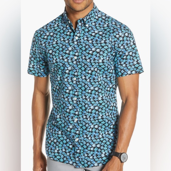 BONOBOS Slim Fit Short Sleeve Button-Up Shirt Size Large - Picture 4 of 5